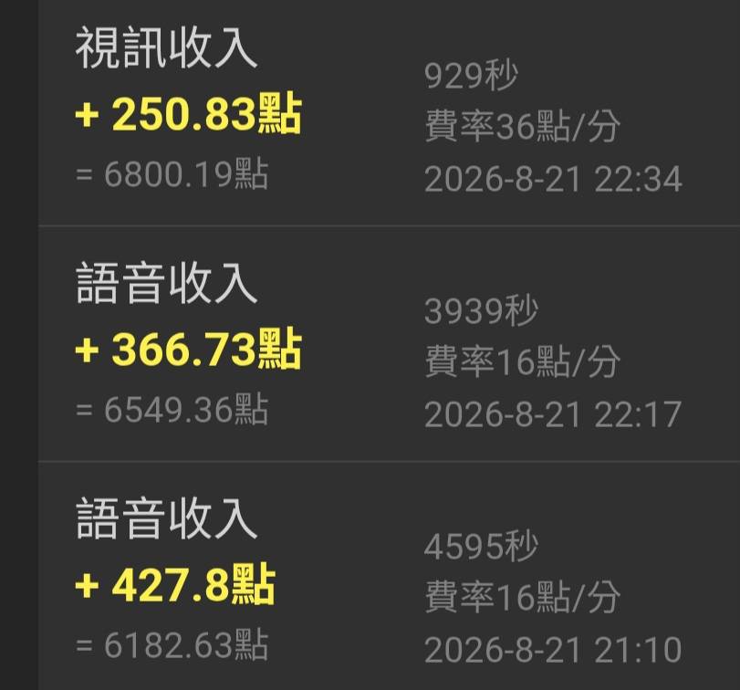 2026年8月語音與視訊後台紀錄 2026年8月語音與視訊紀錄